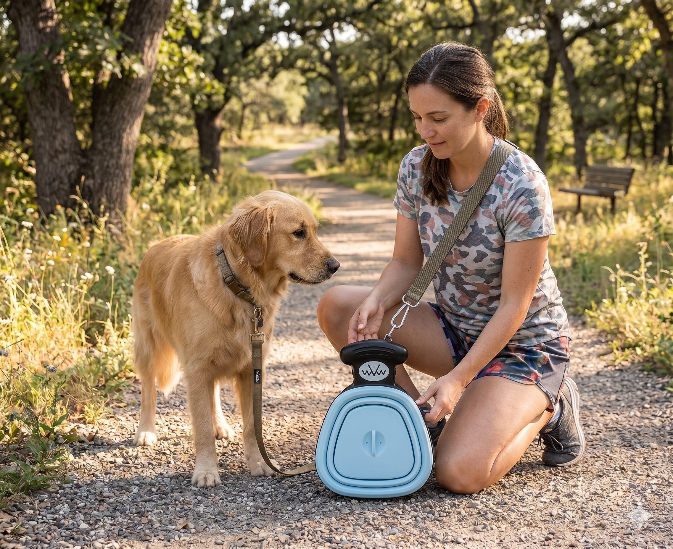 Dog Poop Bag Dispenser with Foldable Scoop — 2-in-1 Dog Walk Essential