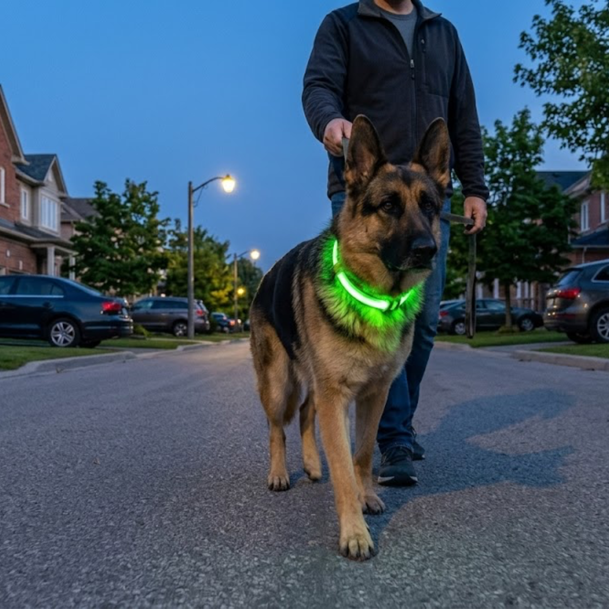 LED Glow Dog Safety Collar — Flashing Light-Up Nylon Collar for Night Walks