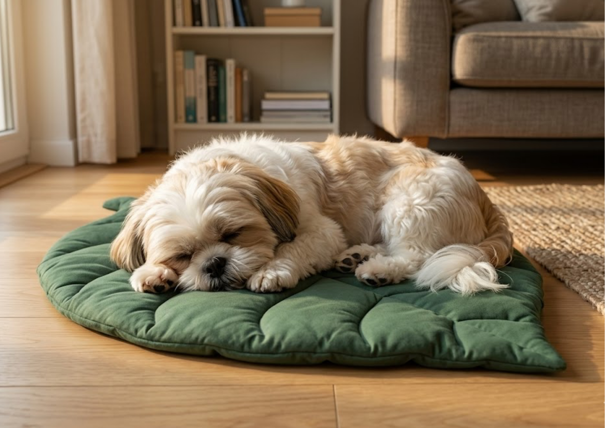Leaf-Shaped Dog Bed Mat — Machine Washable Crate Pad for All Dog Sizes