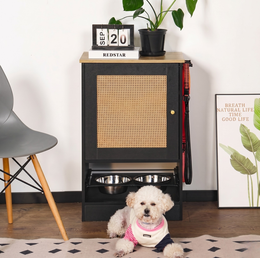 Elevated Dog Feeding Station with Storage Cabinet — Raised Bowls for Small and Large Dogs